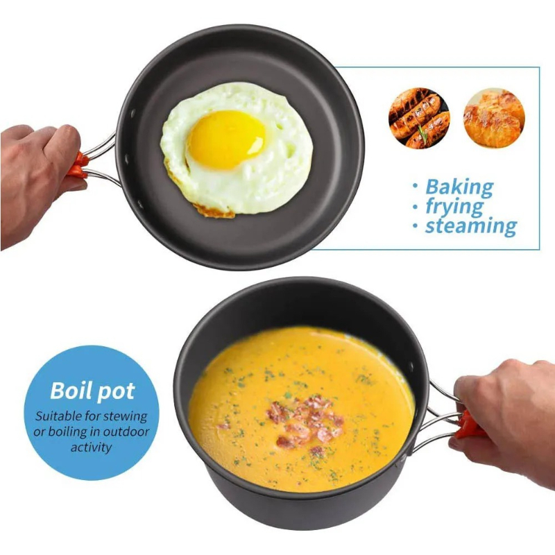 キャンプ用調理器具セット、アウトドアキッチン用品セット、アル - Camping Cooking Set With Kettle のレビューと価格