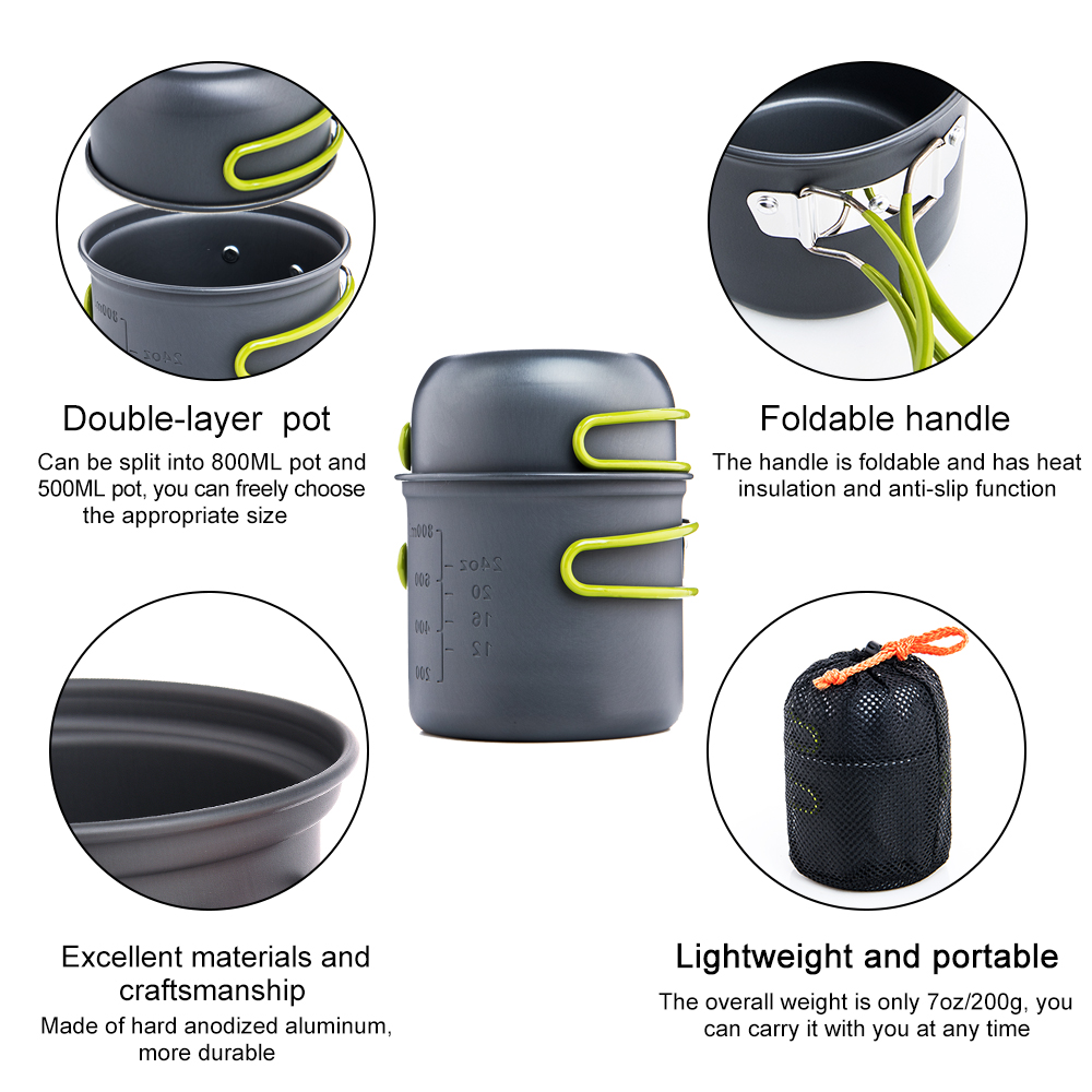 ワイドシー超軽量キャンプ調理器具アウトドア食器ポットセットハ - Camping Cooking Set With Bag のレビューと価格