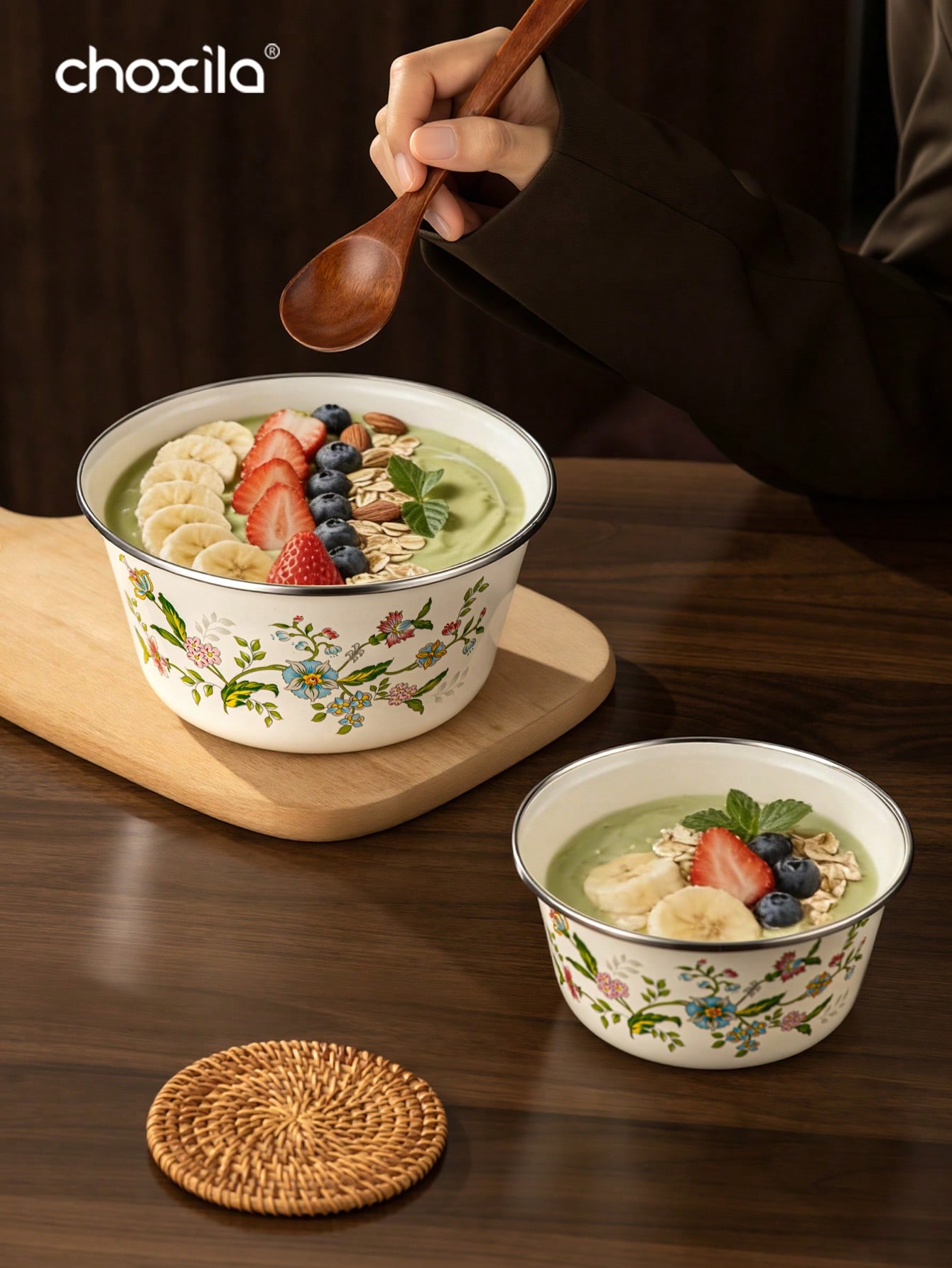 蓋付きエナメル模様のライスボウル1個、スープボウル、インスタ - Camping Cooking Noodles のレビューと価格