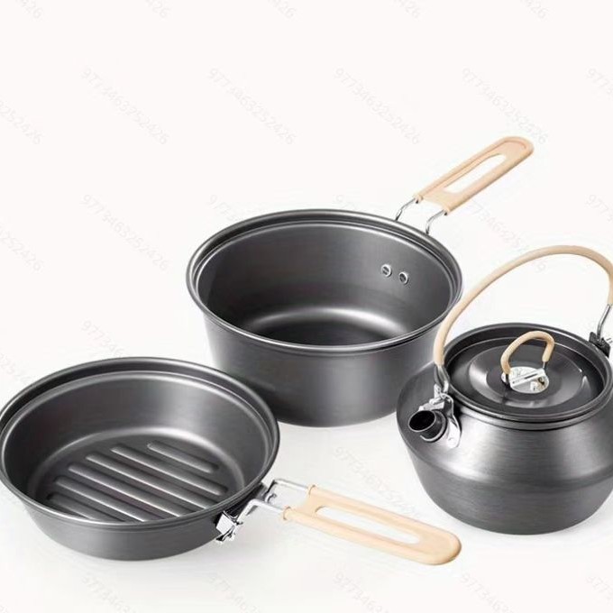 屋外用ティーポットセットポットキャンプ用フライパン一体型ポッ - Camping Cooking Set With Kettle のレビューと価格