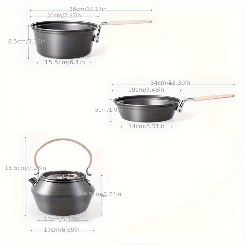 屋外用ティーポットセットポットキャンプ用フライパン一体型ポッ - Camping Cooking Set With Kettle のレビューと価格