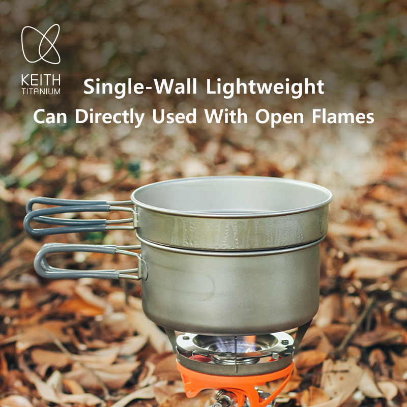 KEITH 純チタン製2ピース調理器具セット（800ml+1 - Mess Kit Titanium のレビューと価格