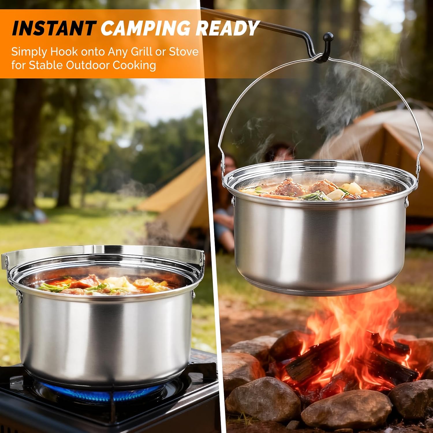 6点調理器具セット、304ステンレス製軽量ノンスティック鍋、 - Camping Cooking Set With Bag のレビューと価格