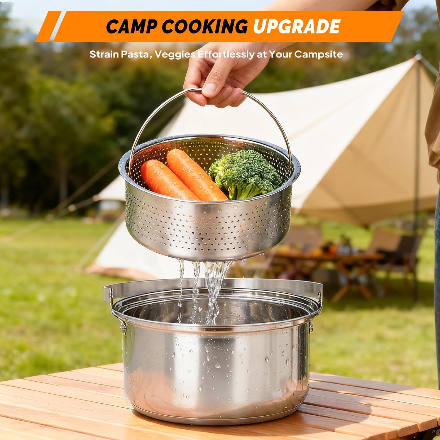 6点調理器具セット、304ステンレス製軽量ノンスティック鍋、 - Camping Cooking Set With Bag のレビューと価格