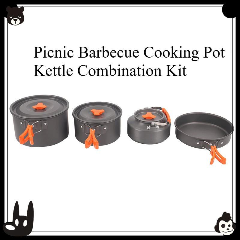 ポータブルアウトドア調理器具セット 4点セット キャンプ ピ - Camping Cooking Set With Kettle のレビューと価格