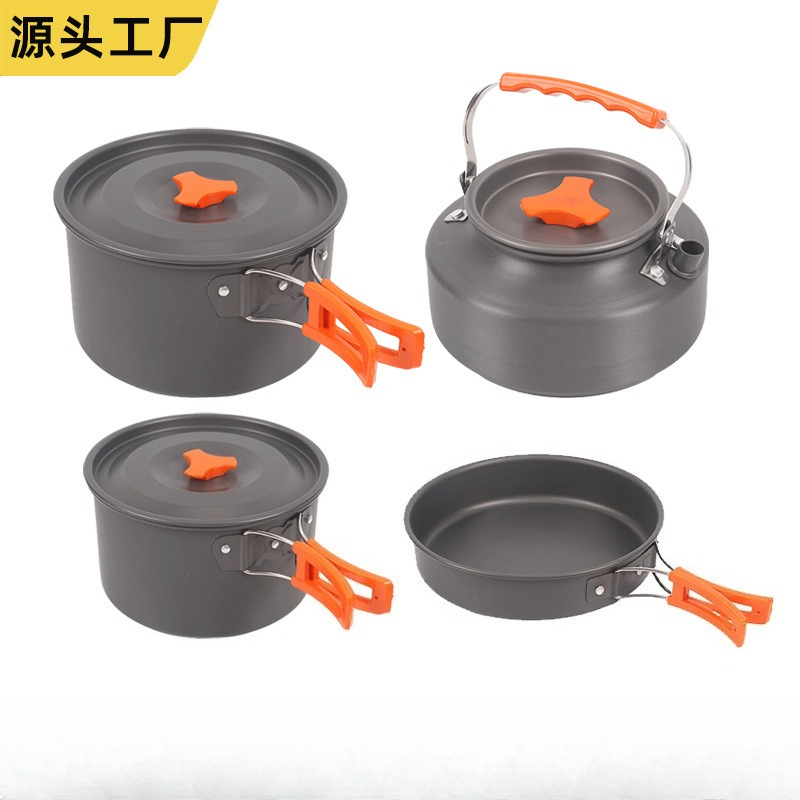 ポータブルアウトドア調理器具セット 4点セット キャンプ ピ - Camping Cooking Set With Kettle のレビューと価格