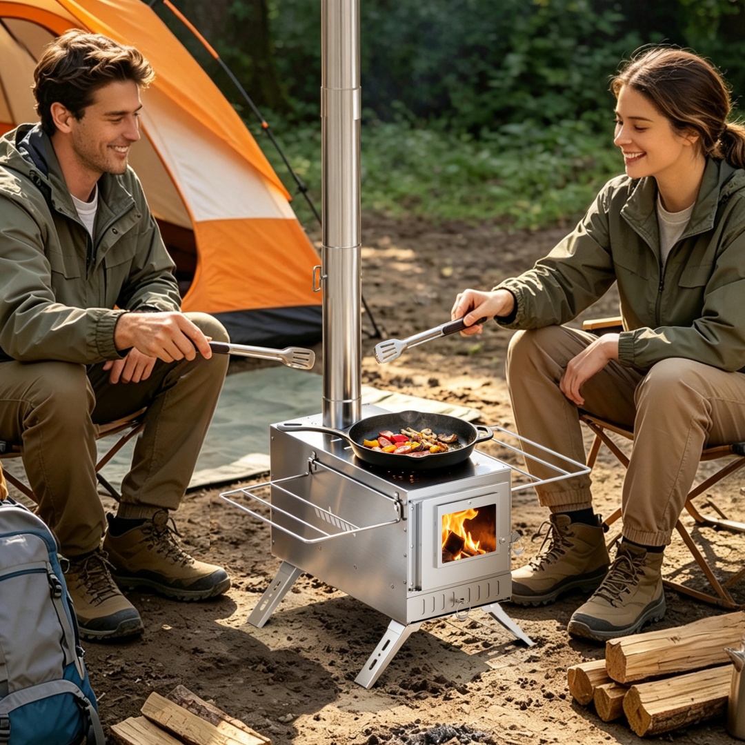持ち運び可能な薪ストーブ、ステンレス製のテント用ヒーター。キ - Camping Cooking Tent のレビューと価格