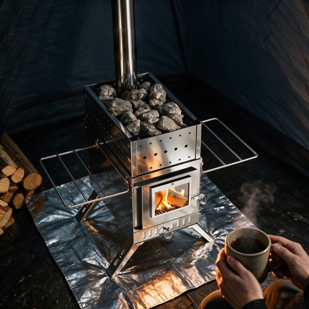 持ち運び可能な薪ストーブ、ステンレス製のテント用ヒーター。キ - Camping Cooking Tent のレビューと価格