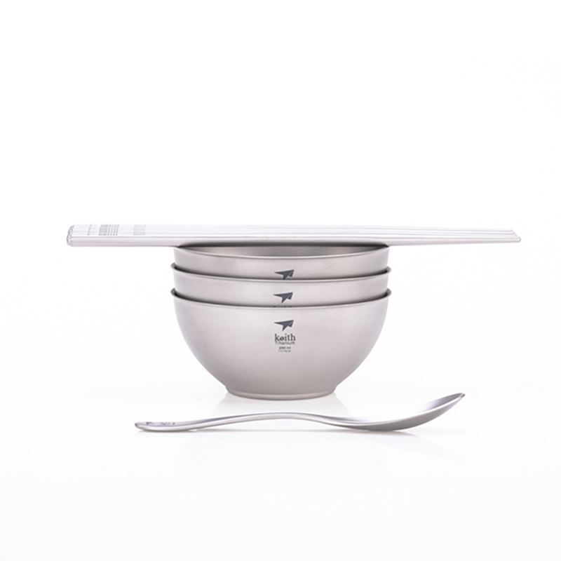 キースクッキングセット、チタンボウル箸スプーンホームキット、 - Camping Cooking Noodles のレビューと価格