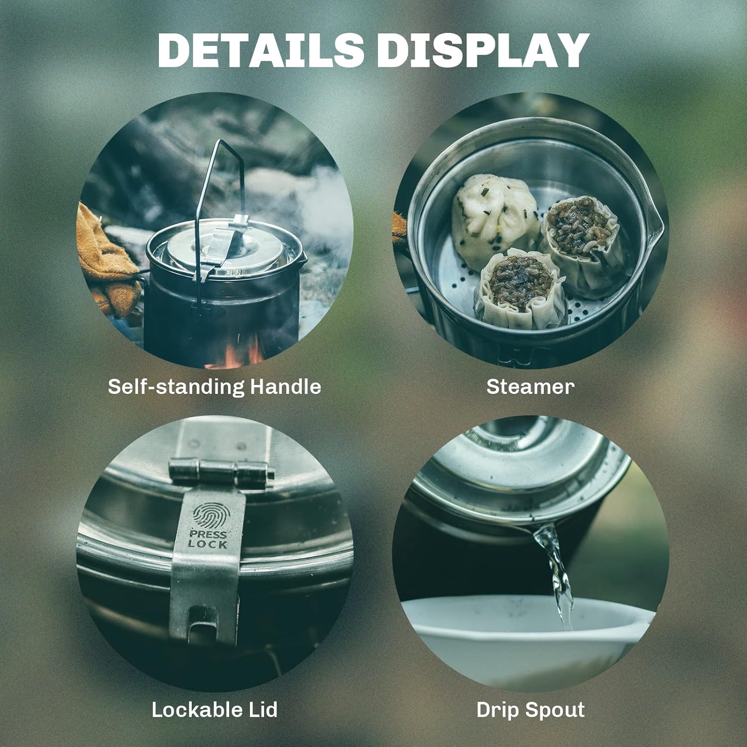 Fire-maple 1.2lステンレス鋼スチーマーポット、 - Camping Cooking System のレビューと価格