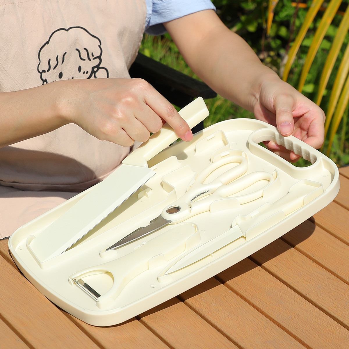 ポータブル屋外ピクニックセットナイフ食器カムオンザゴー収納バ - Camping Cooking Oil のレビューと価格