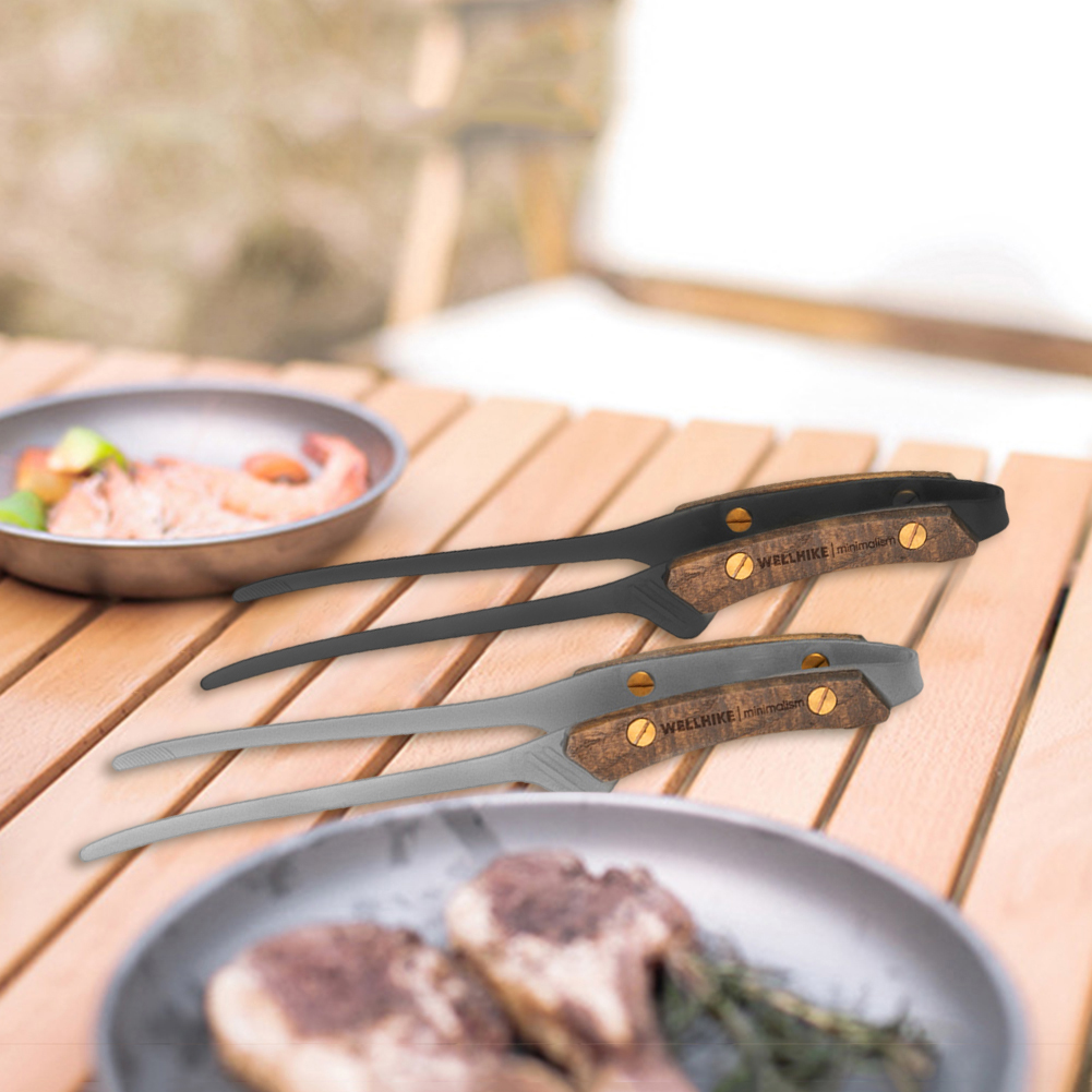 ステンレス鋼のバーベキュートング,屋外食器,ピクニック肉クリ - Vintage Camping Cooking Set のレビューと価格