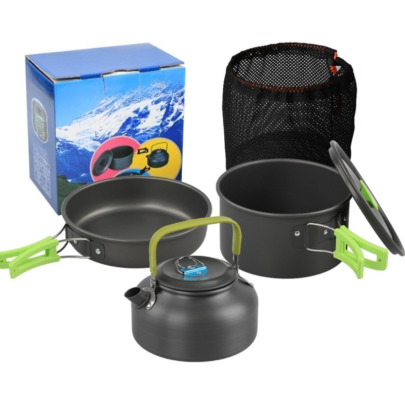 アウトドアキャンプ調理器具セット DS-308 ポータブル調 - Camping Cooking Set With Kettle のレビューと価格