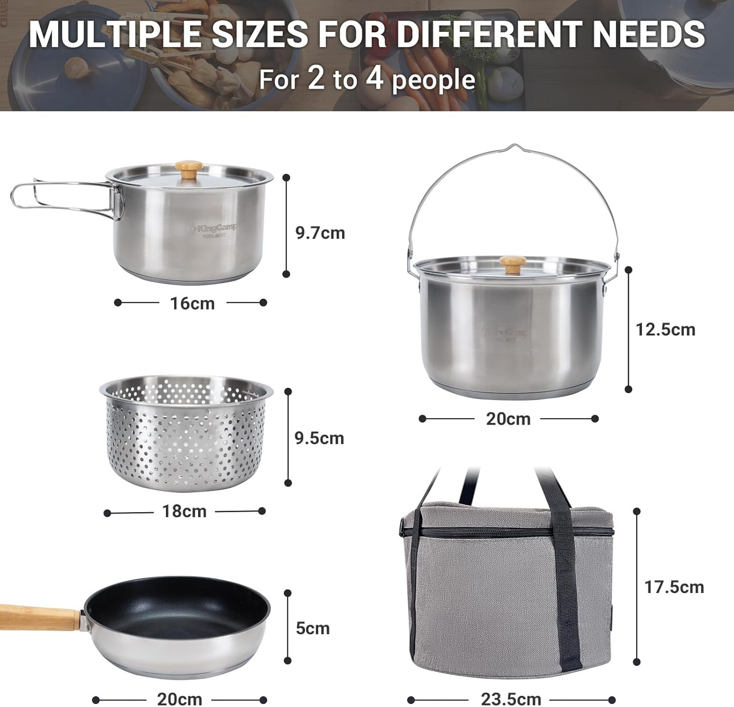 304ステンレス鋼キャンプ用調理器具セット - キャンプファ - Camping Cooking Set With Kettle のレビューと価格