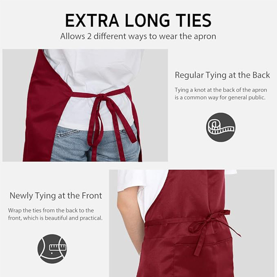 2点セット; シンプルな無地のエプロン、ポケット2つ付き;  - Camping Cooking Apron のレビューと価格