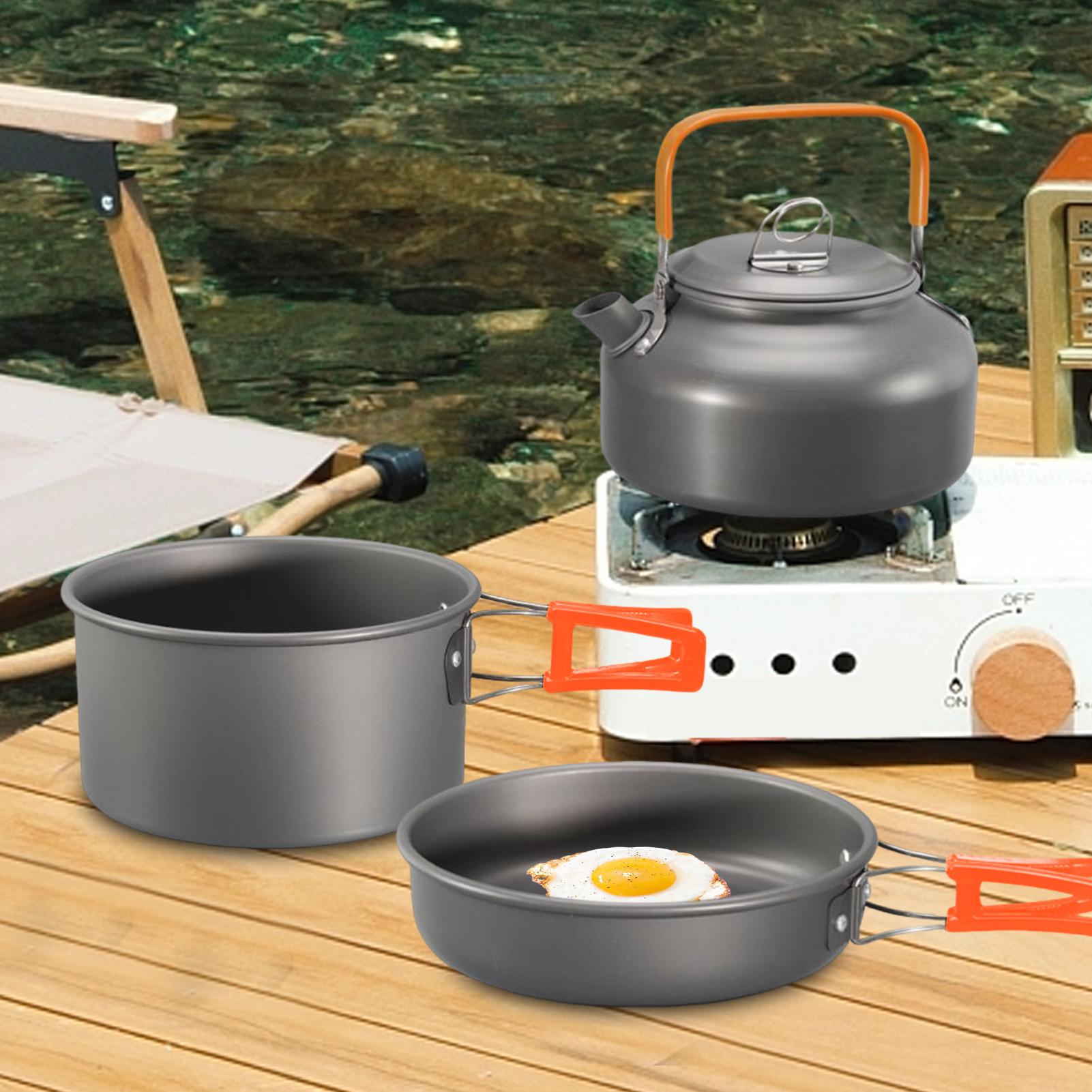 キャンプ調理器具 キャンプクックポットセット ノンスティック - Camping Cooking Set With Kettle のレビューと価格