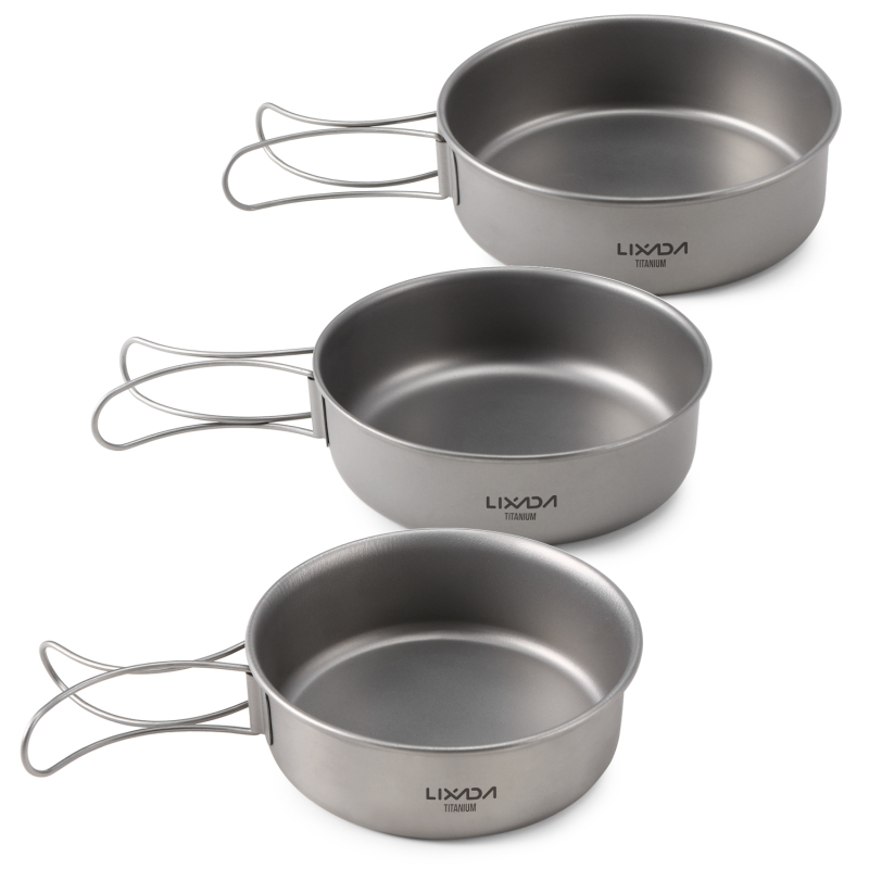Lixada-超軽量チタンボウル、ディナーボウル、フライパン - Mess Kit Titanium のレビューと価格
