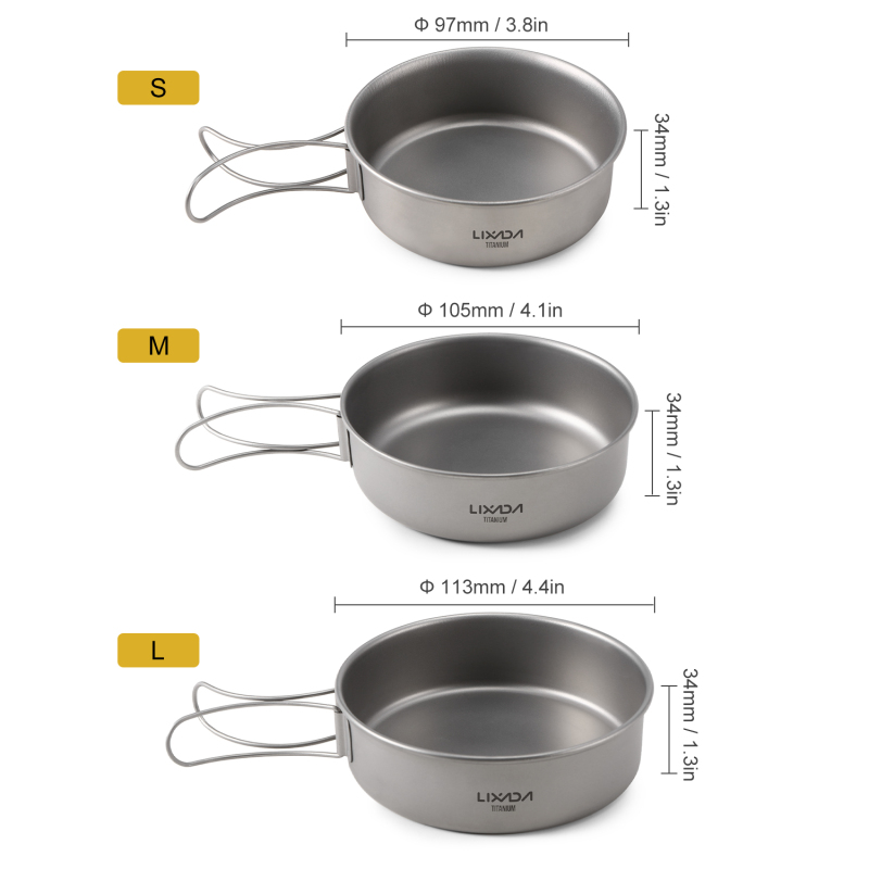 Lixada-超軽量チタンボウル、ディナーボウル、フライパン - Mess Kit Titanium のレビューと価格