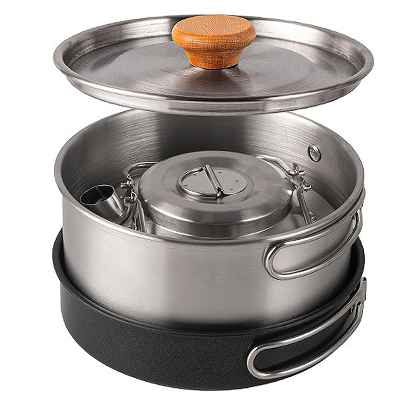 高級304ステンレス鋼キャンプ調理器具セット＆アウトドアハイ - Camping Cooking Set With Kettle のレビューと価格