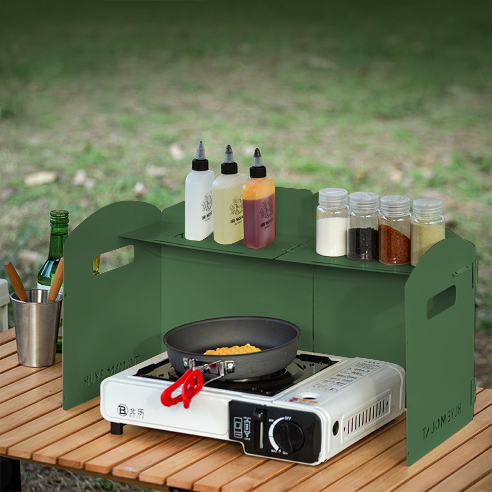 折りたたみ式キャンプガスストーブフロントガラス収納層付きガス - Camping Cooking Windscreen のレビューと価格