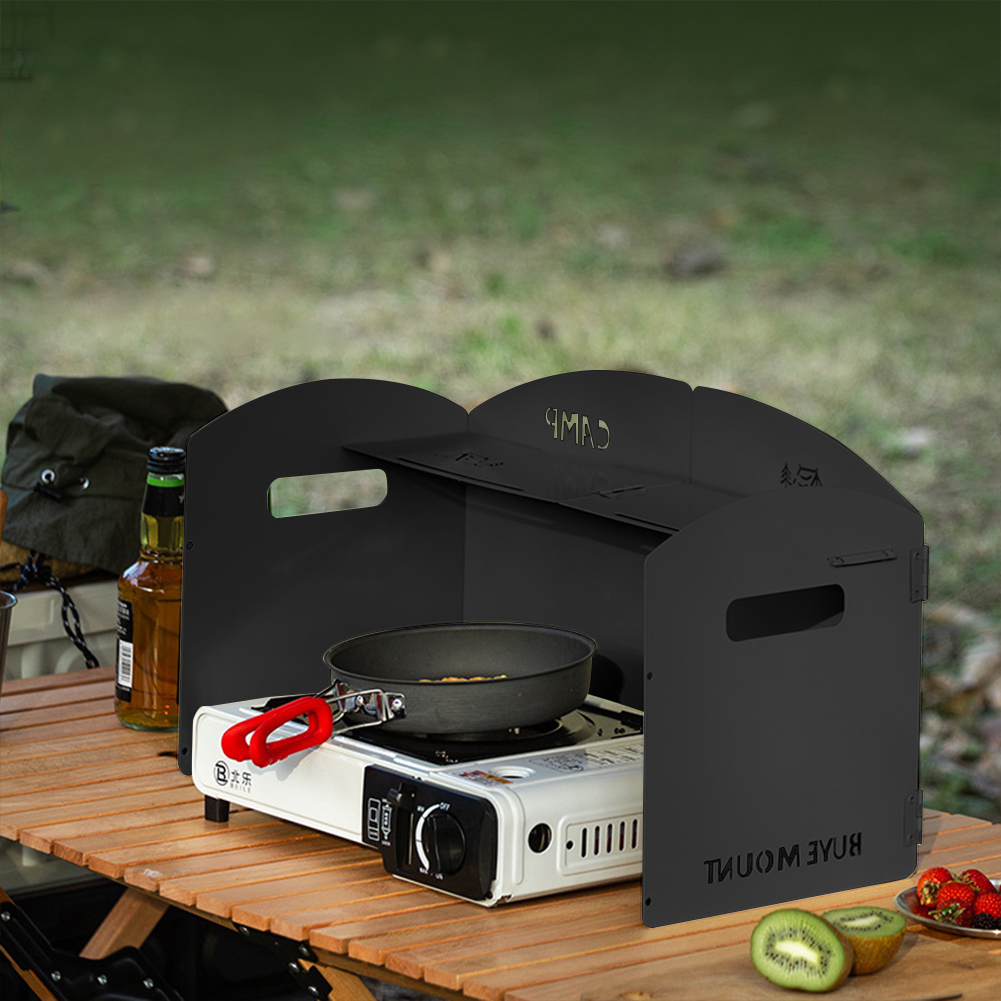 折りたたみ式キャンプガスストーブフロントガラス収納層付きガス - Camping Cooking Windscreen のレビューと価格