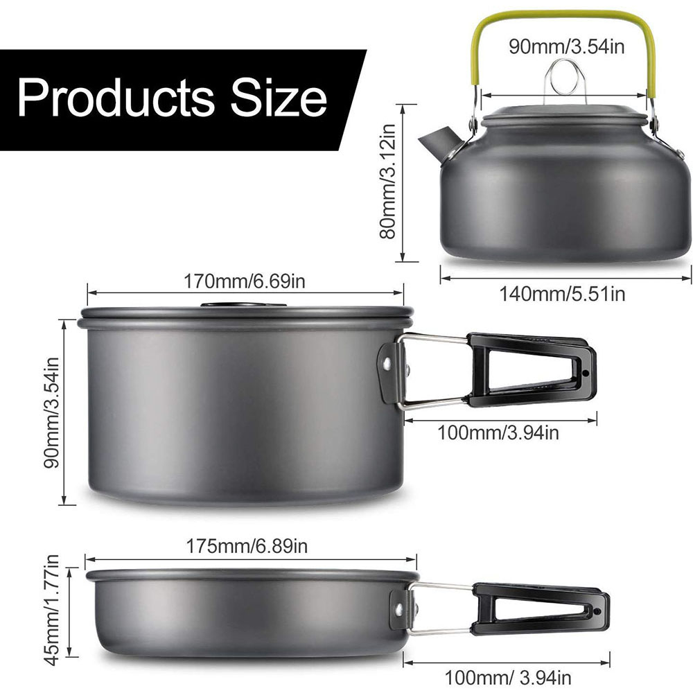 アルミ合金製のアウトドアキャンプ用調理器具セット、鍋にこびり - Camping Cooking Sets のレビューと価格
