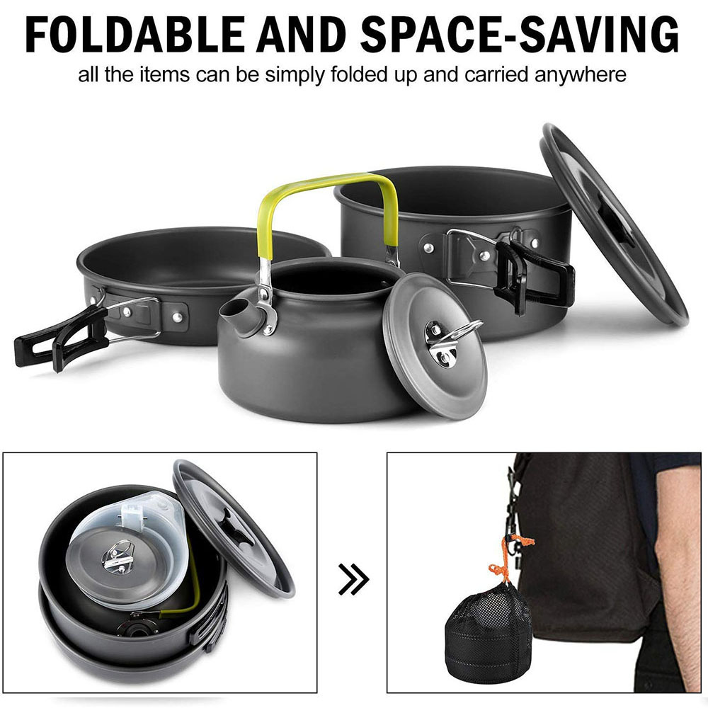 アルミ合金製のアウトドアキャンプ用調理器具セット、鍋にこびり - Camping Cooking Sets のレビューと価格