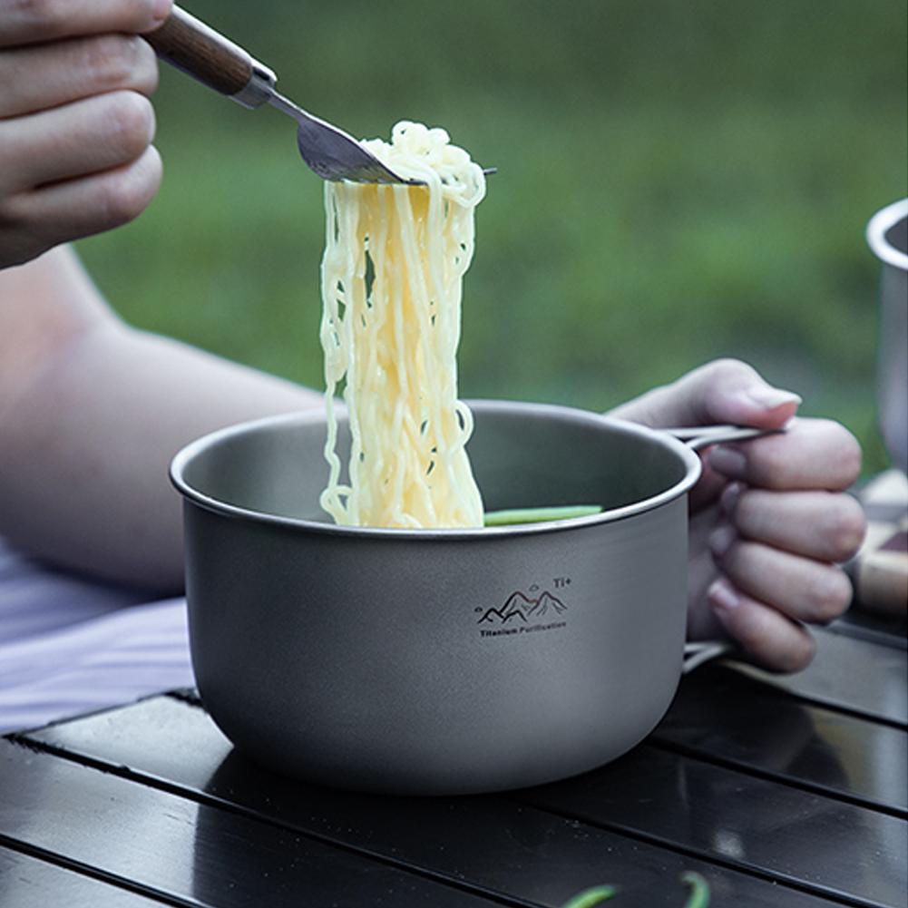 コンパクトチタン合金キャンプポットバックパッキングクッキング - Camping Cooking Noodles のレビューと価格